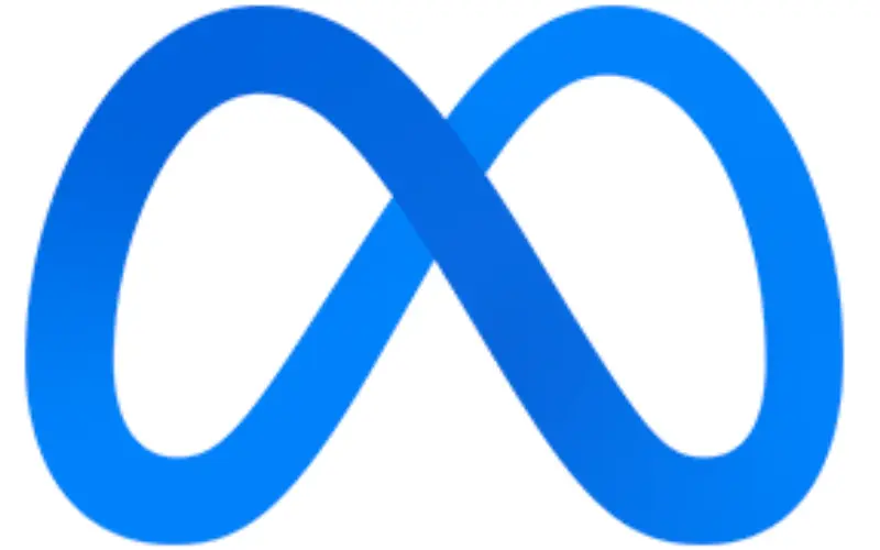 a blue and white logo of Meta which is used for Facebook Marketing