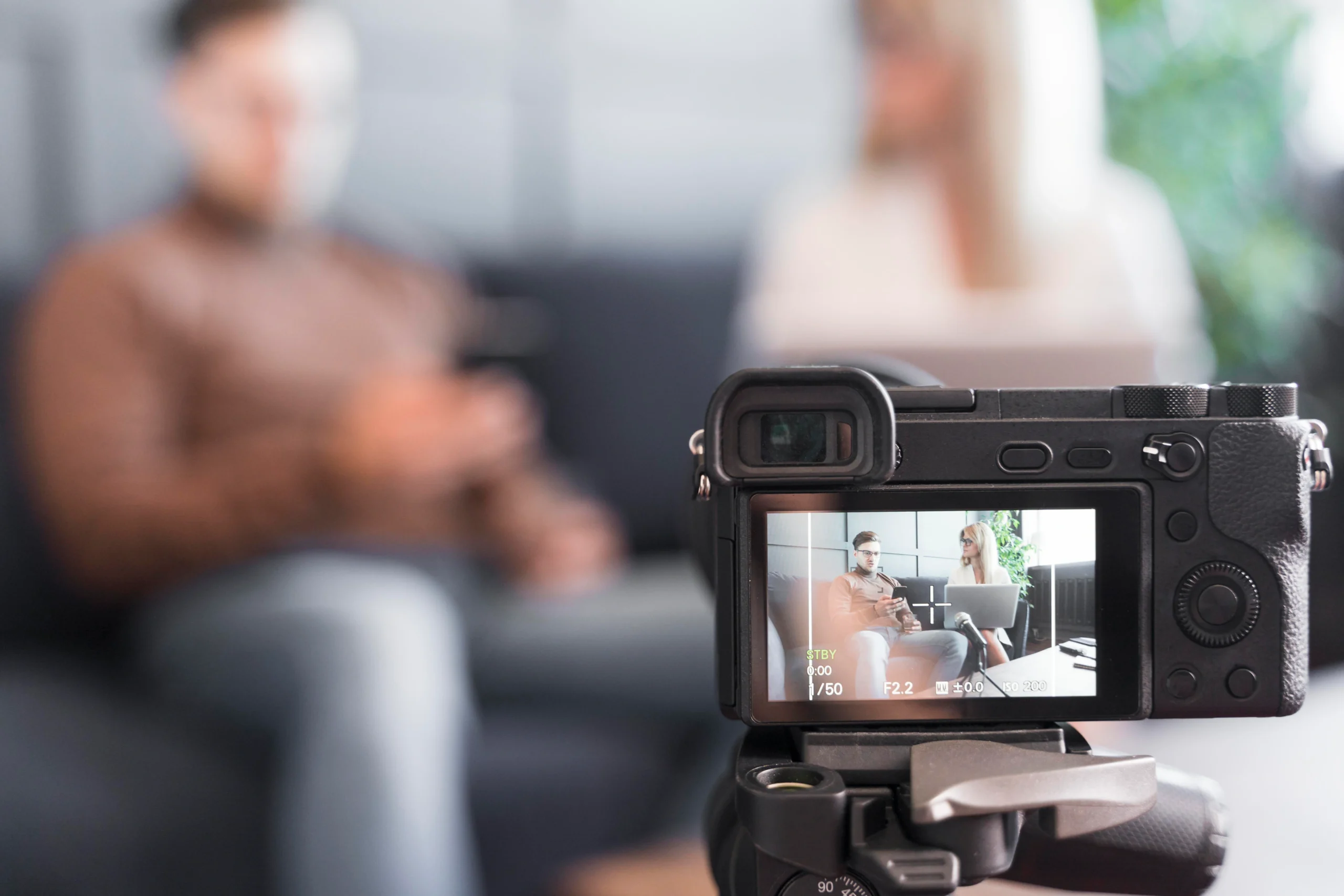 Recording video of two people with a video camera