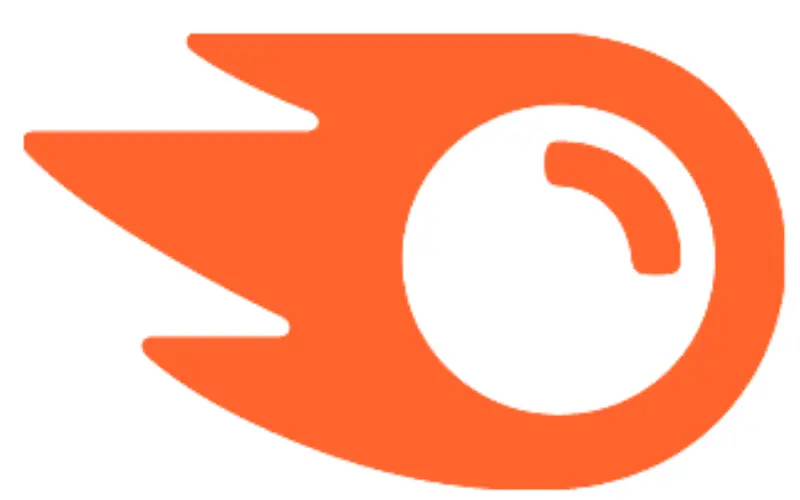 an orange logo of SemRush which is used for SEO Services