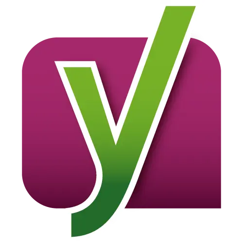 a purple and green logo of Yoast SEO with the letter "y" in the middle which is used for SEO services