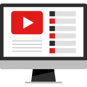 a computer screen with a play button on it showcasing Youtube SEO