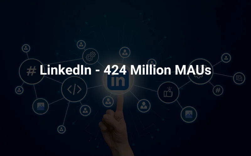 a hand pointing at LinkedIn logo with it's network around