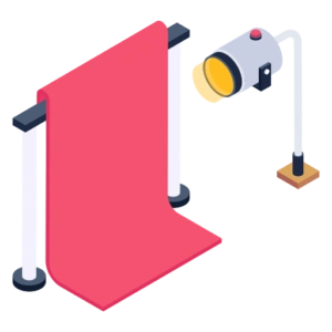 a pink object with a yellow light on top of it used for Backdrop Photography